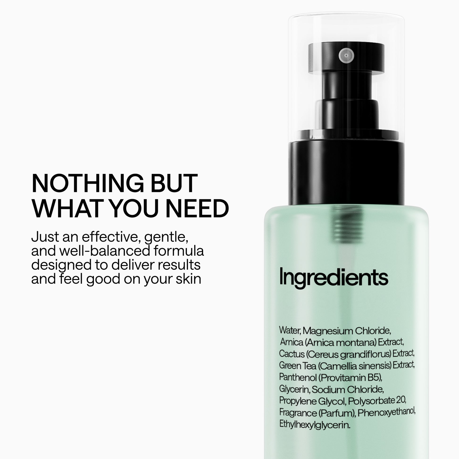 Magnesium spray bottle with gentle ingredients for effective skin absorption and relief.