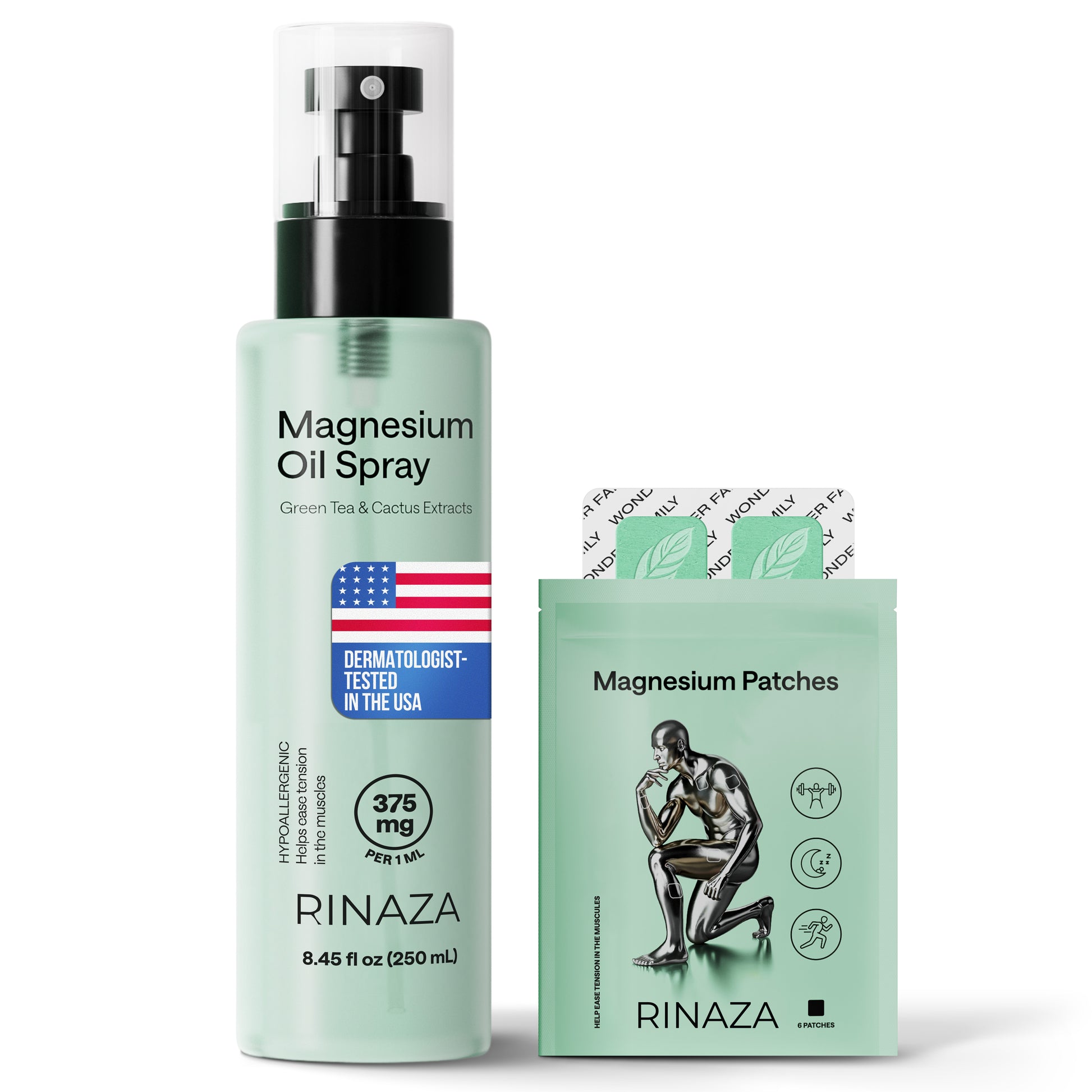 Magnesium Spray bottle with magnesium patches for muscle relief and relaxation 250 ml