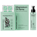 Magnesium Spray and Patches for muscle relief and relaxation, including magnesium oil spray and moisturizing effect.