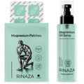 Magnesium spray and patches for muscle relief and relaxation, featuring Magnesium Spray and Magnesium Patches from RINAZA.